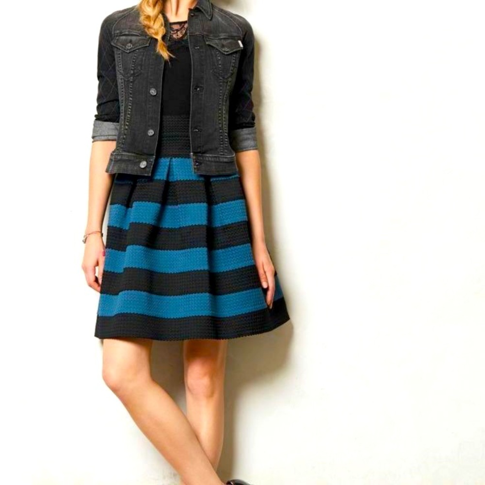 Maude Teal and Black Mesh Skirt